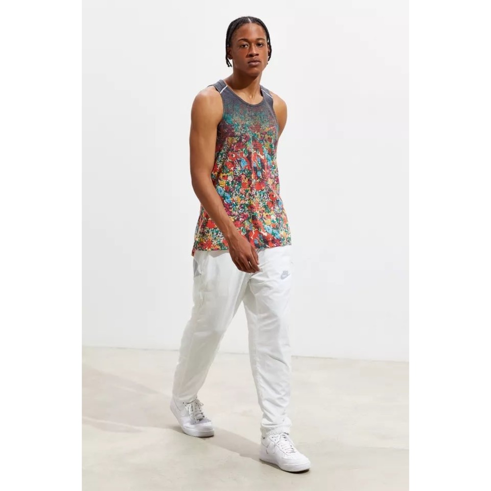 Nike Running Miler Tank Top Mens XL Floral Multi Color Mesh Singlet AQ6765-891